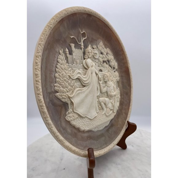 Incolay Plate Lancelot Guinevere Great Romances History Collector Stone Vintage - Picture 9 of 10